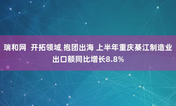 瑞和网  开拓领域 抱团出海 上半年重庆綦江制造业出口额同比增长8.8%
